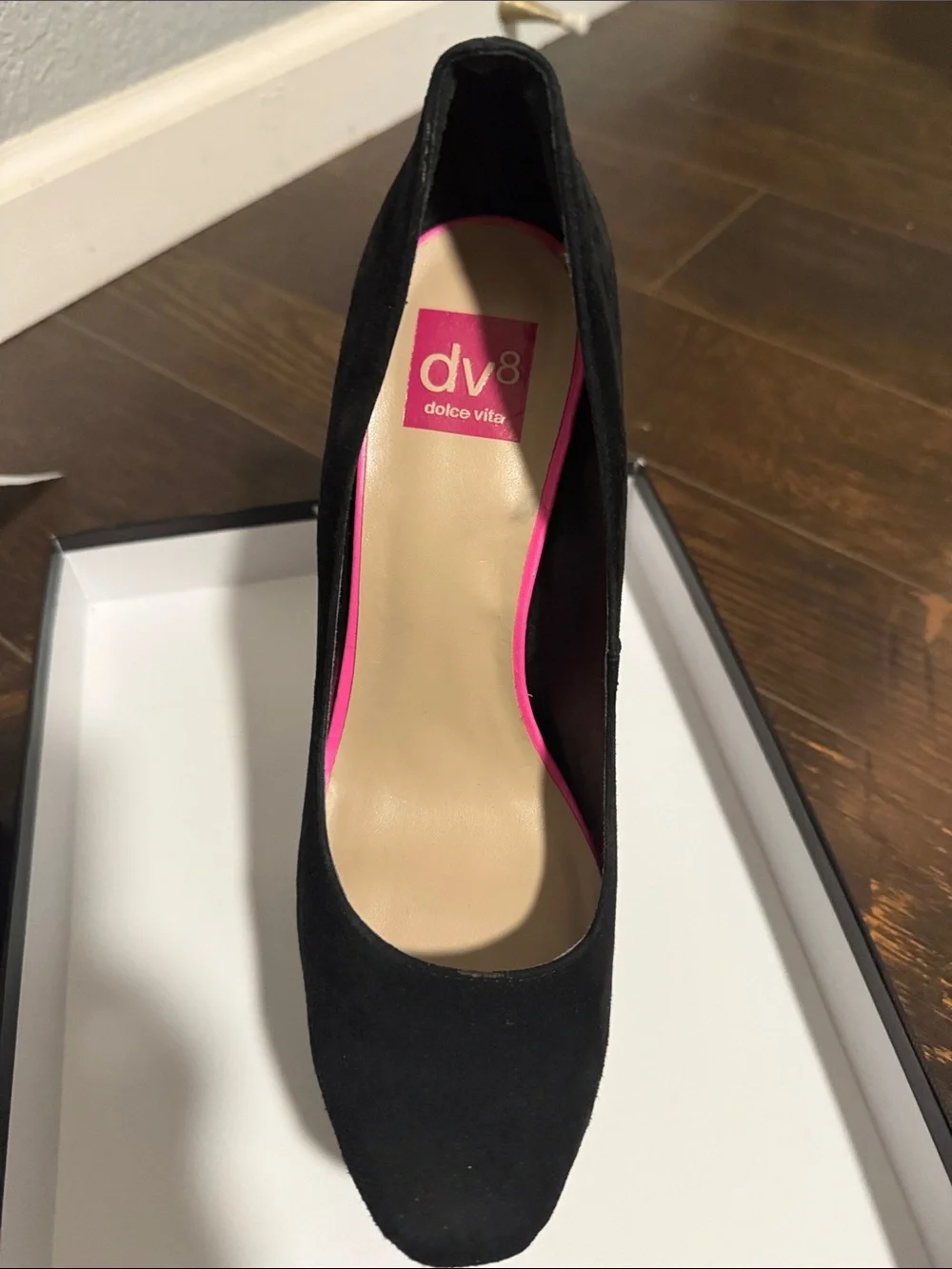 DV8 by Dolce Vita Black Suede Platform Pumps with Multicolor Tie-Dye Heel